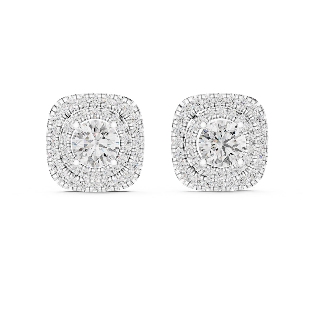 The Regency Double Halo Lab Grown Diamond Studs White Gold