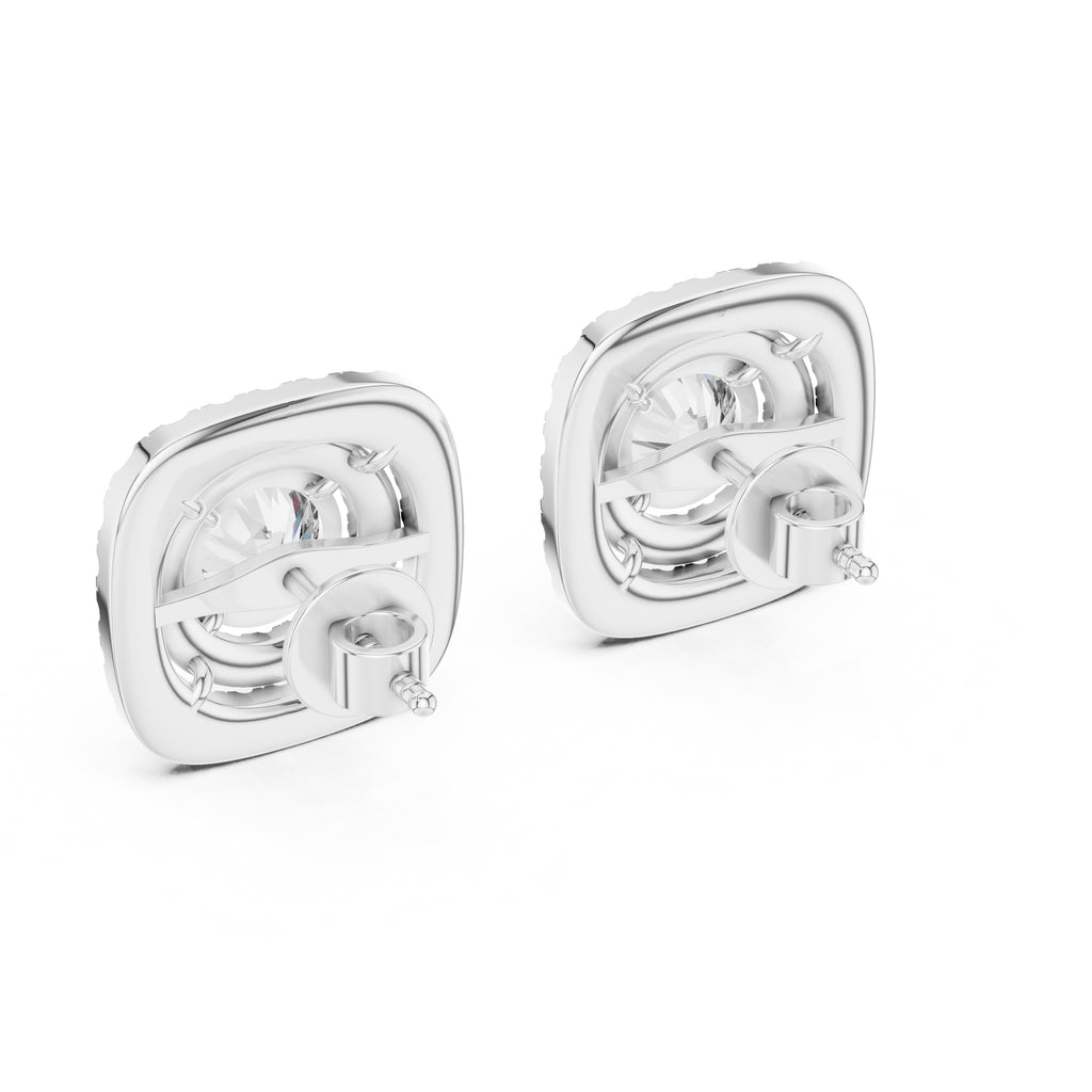 The Regency Double Halo Lan Grown Diamond Studs White Gold