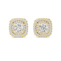 The Regency Double Halo Lan Grown Diamond Studs Yellow Gold