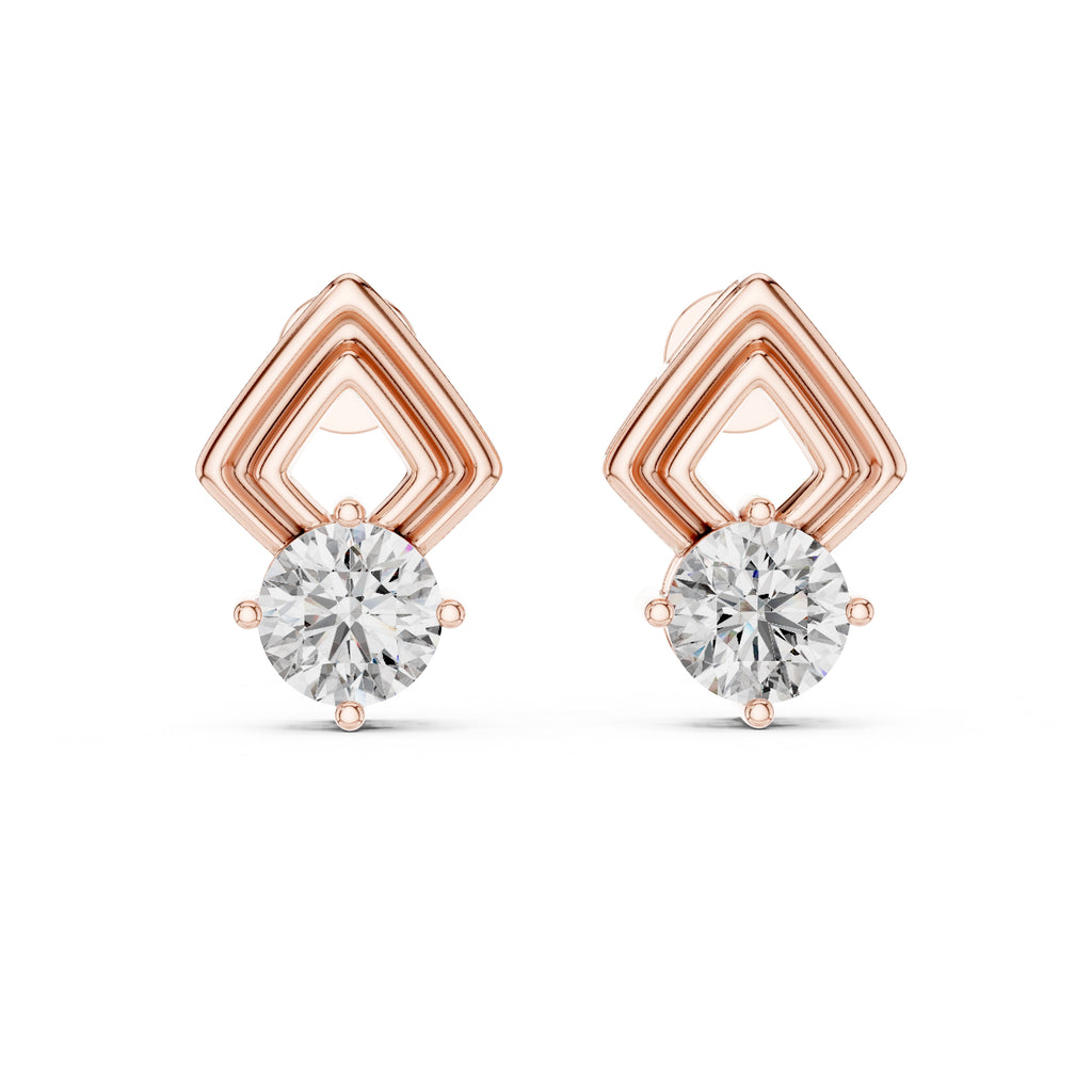 The Apex Drop Lan Grown Diamond Earrings Rose Gold
