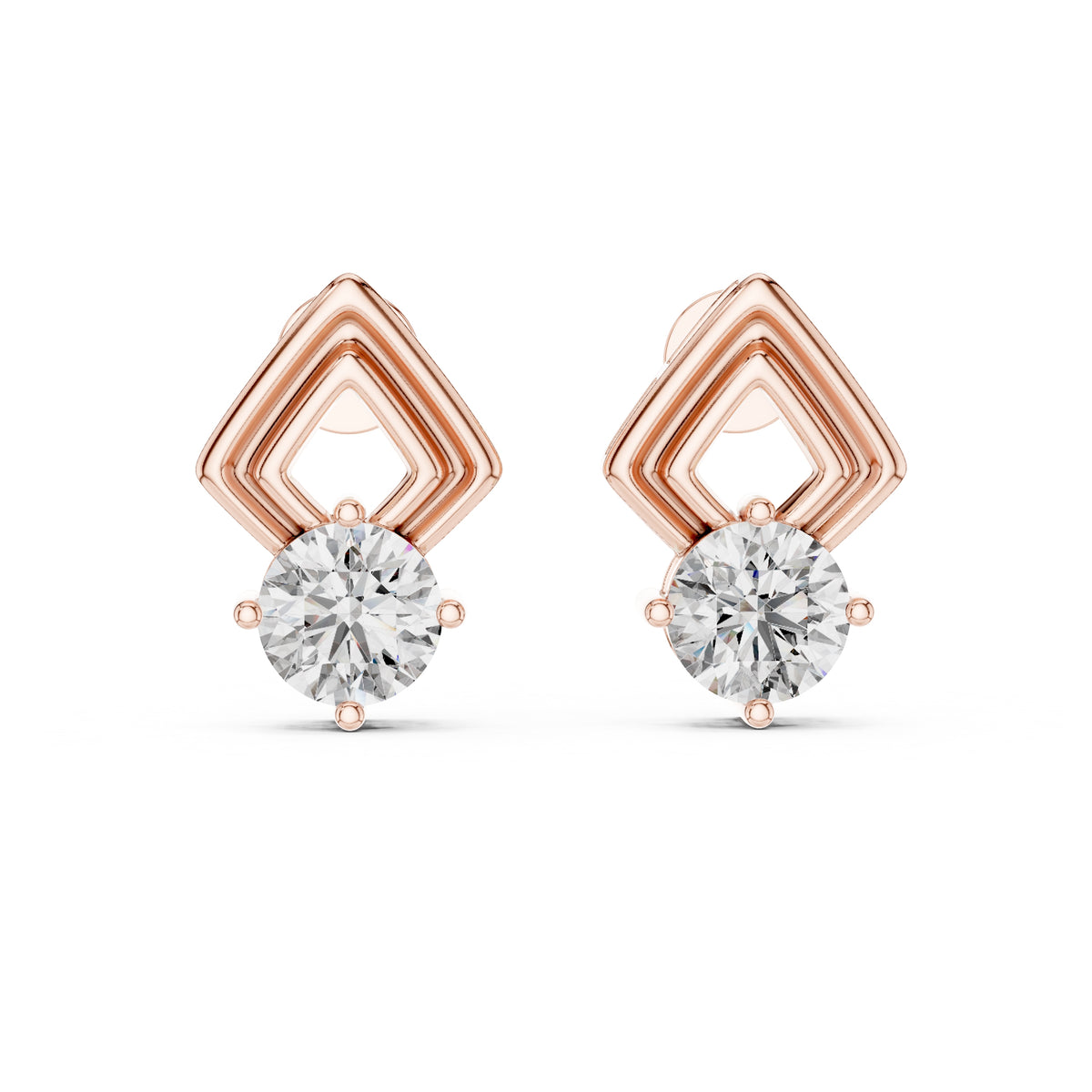 The Apex Drop Lan Grown Diamond Earrings Rose Gold