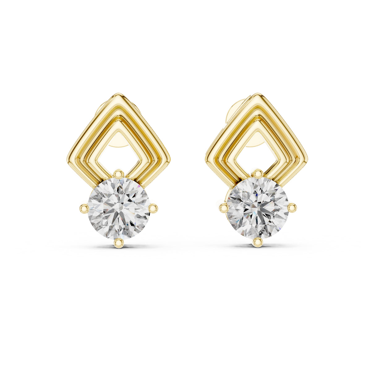 The Apex Drop Lan Grown Diamond Earrings Yellow Gold
