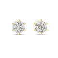 The Six-Prong Round Lan Grown Diamond Solitaire Studs Yellow Gold