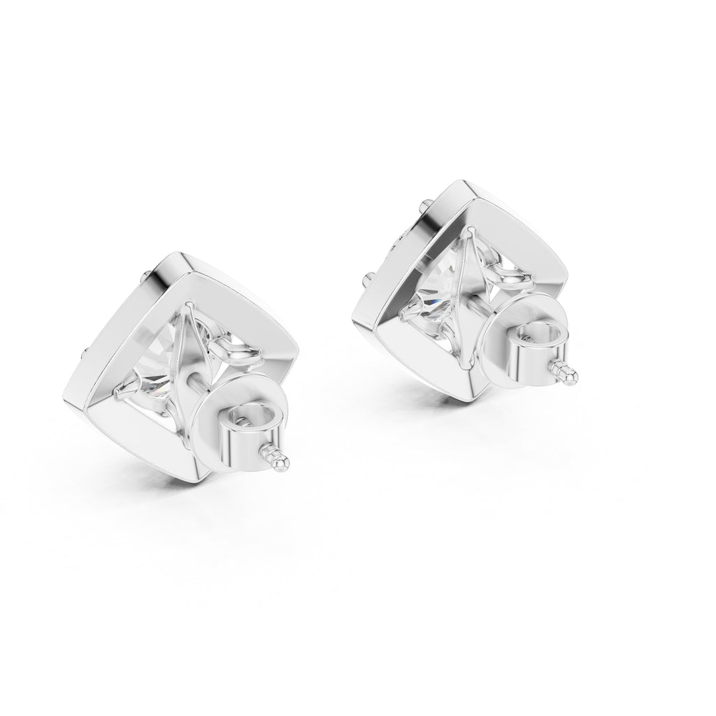 The Lozenge Halo Lan Grown Diamond Studs White Gold