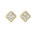 The Lozenge Halo Lan Grown Diamond Studs Yellow Gold