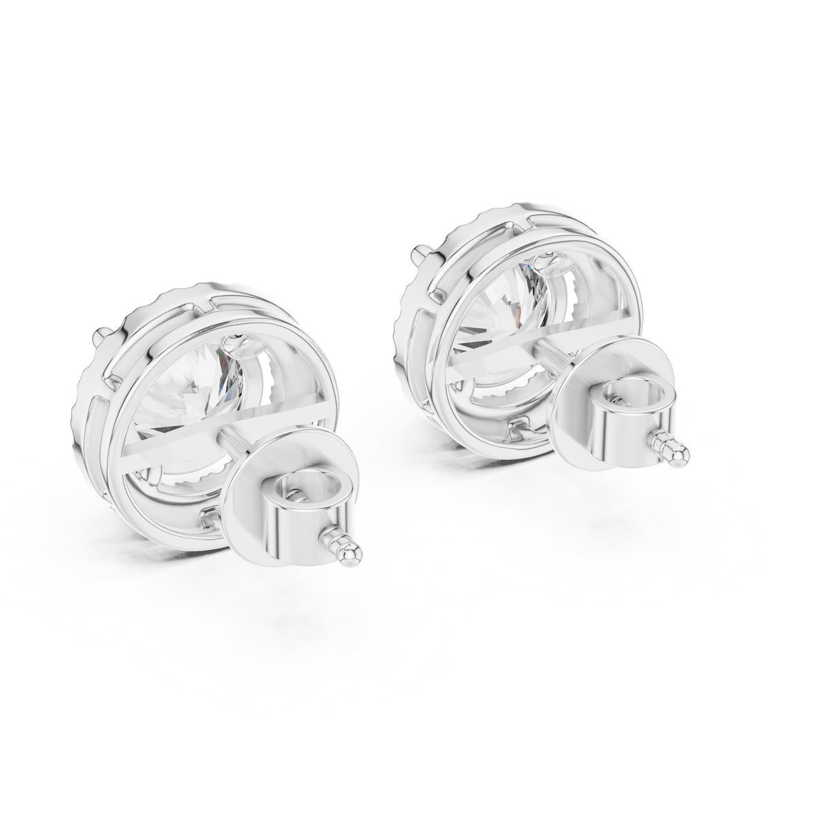 The Celestial Round Halo Lan Grown Diamond Studs White Gold