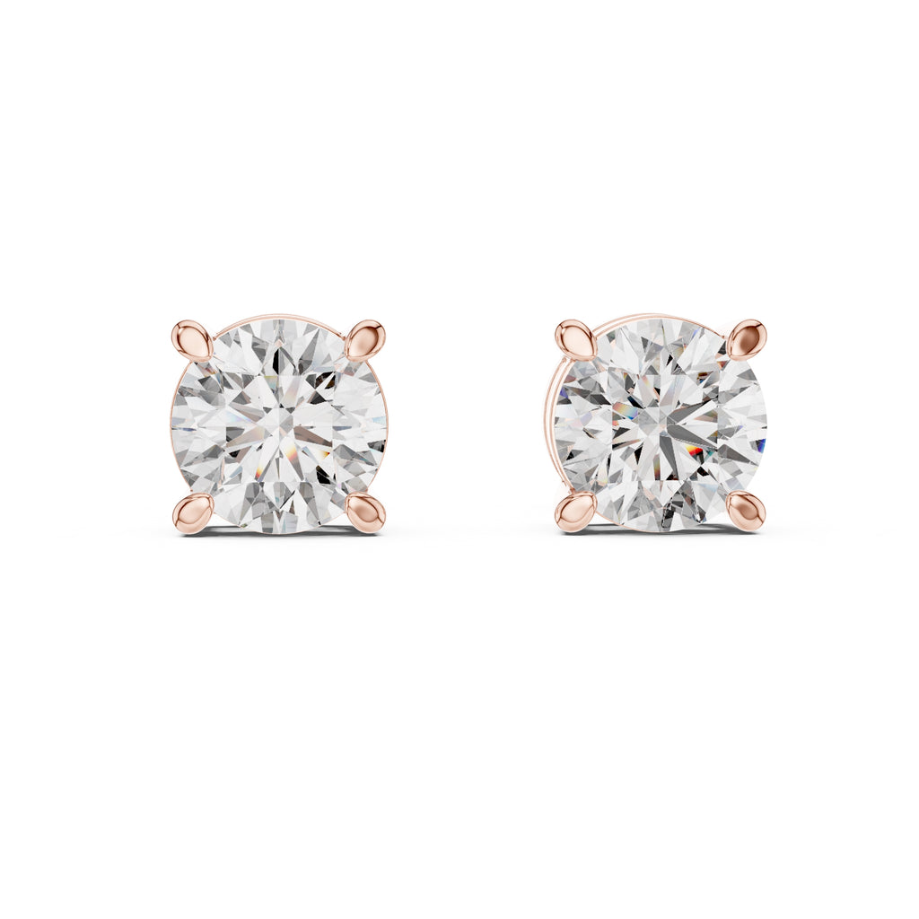 The Four-Prong Solitaire Lan Grown Diamond Earrings Rose Gold