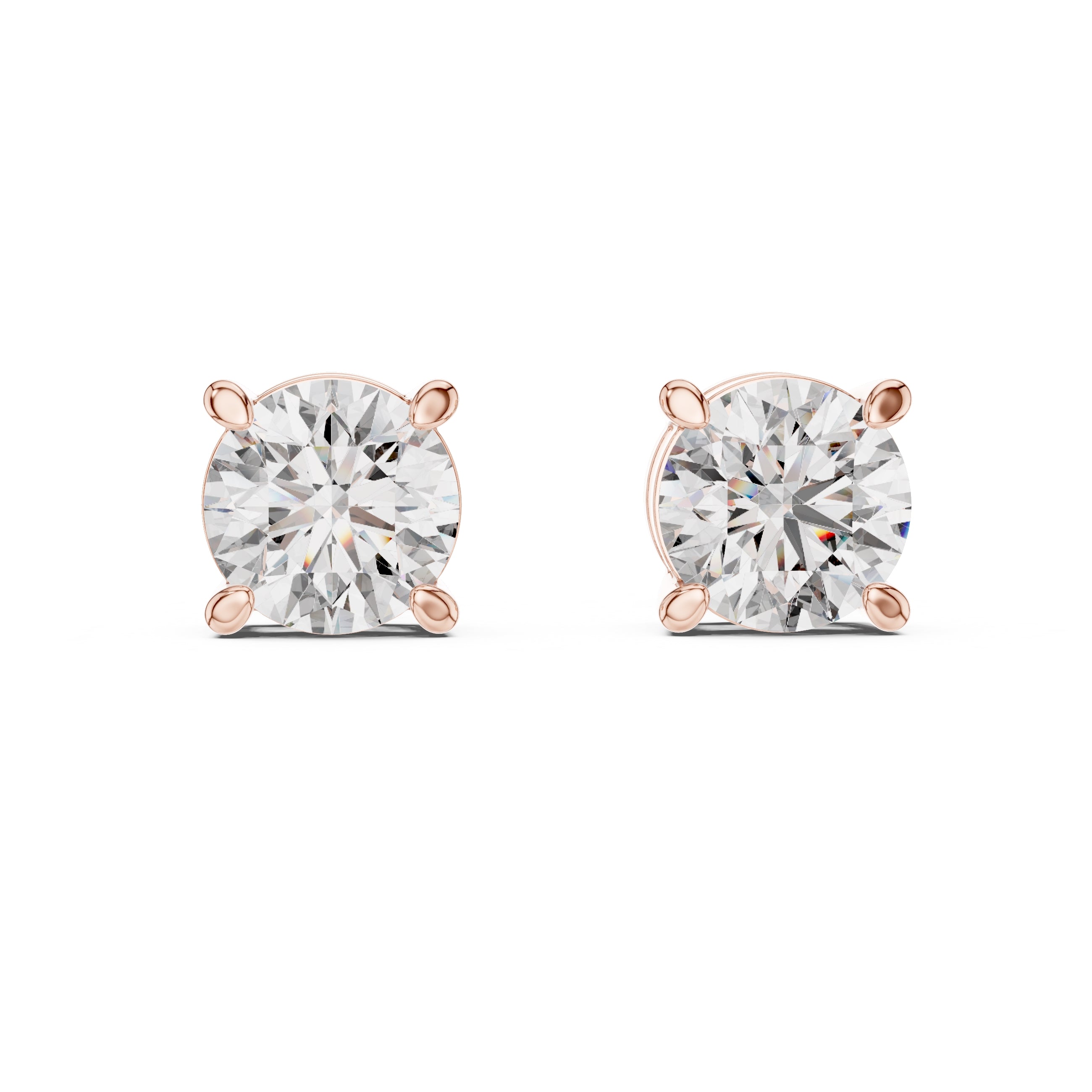 The Four-Prong Solitaire Lan Grown Diamond Earrings Rose Gold