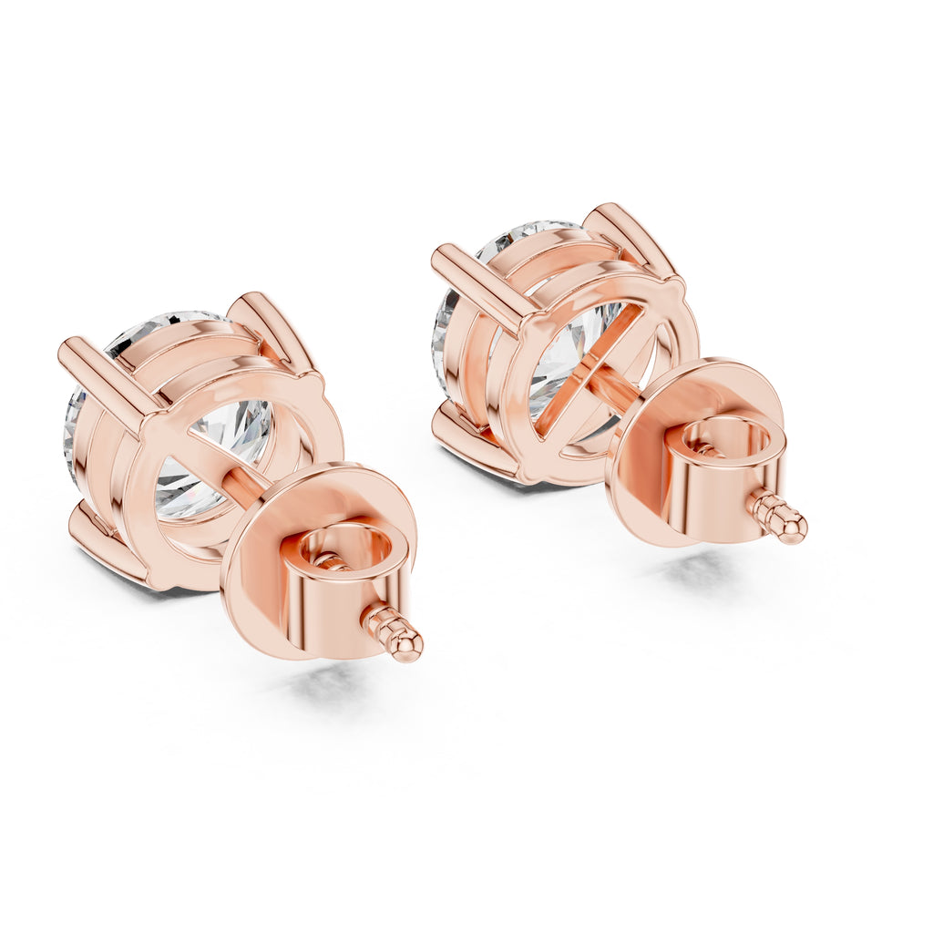 The Four-Prong Solitaire Lan Grown Diamond Earrings Rose Gold
