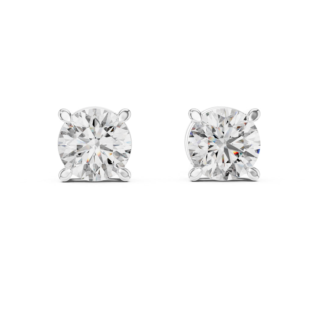 The Four-Prong Solitaire Lan Grown Diamond Earrings White Gold