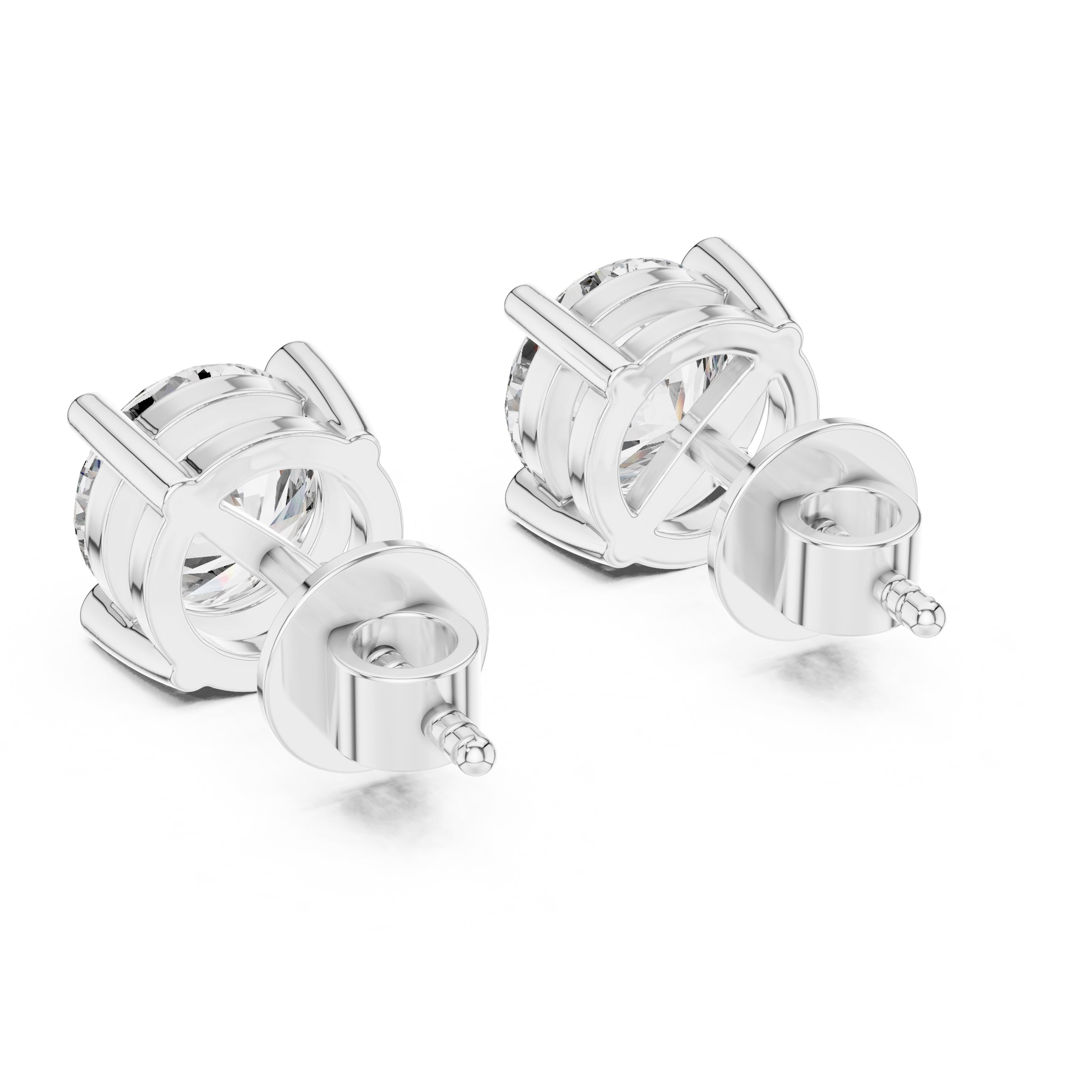 The Four-Prong Solitaire Lan Grown Diamond Earrings White Gold