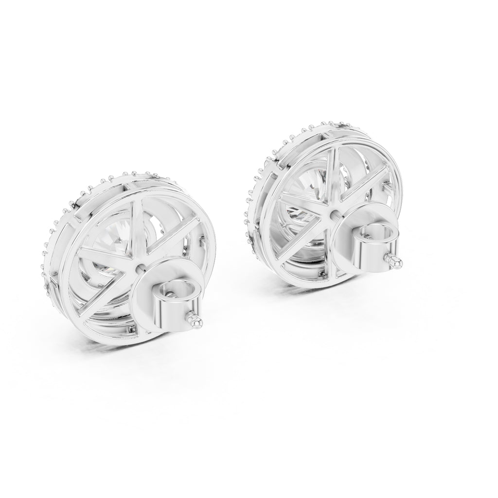 The Celestial Double Halo Lan Grown Diamond Studs White Gold