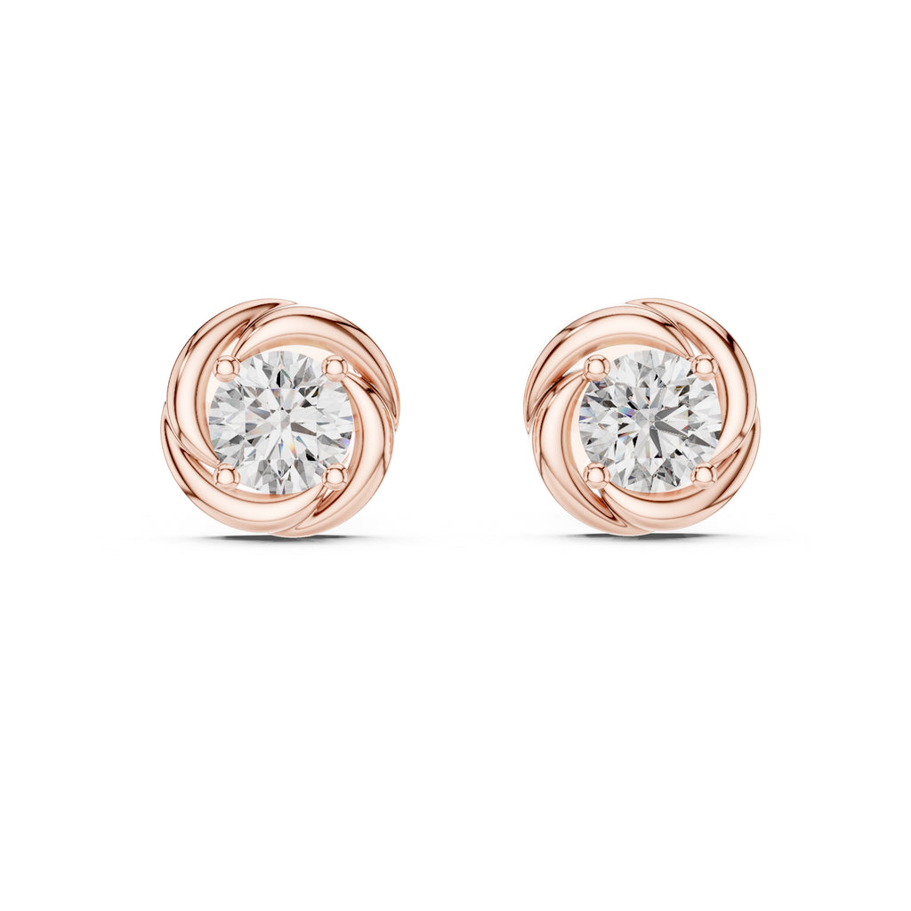 The Vortex Lan Grown Diamond Studs Rose Gold