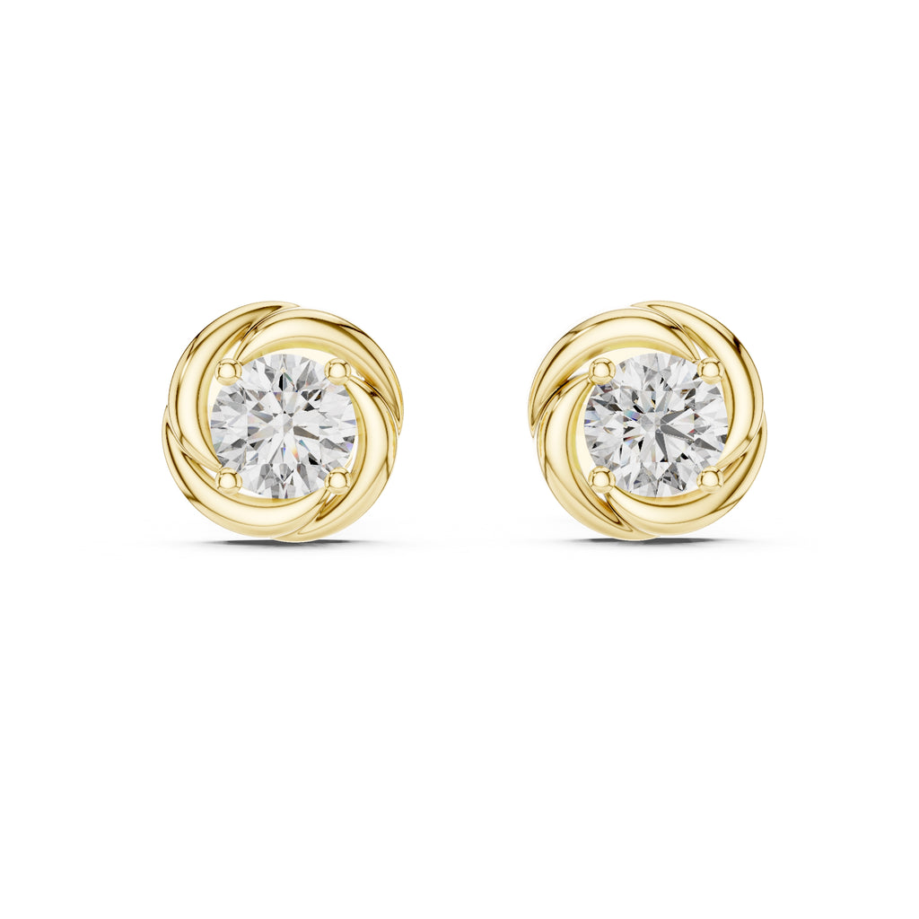 The Vortex Lan Grown Diamond Studs Yellow Gold
