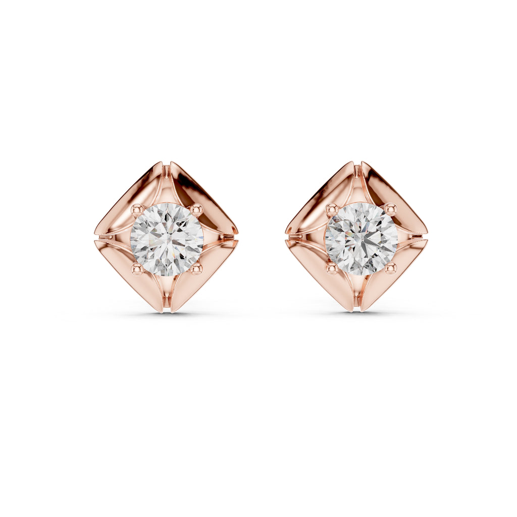 The Prism Bezel Lan Grown Diamond Studs Rose Gold