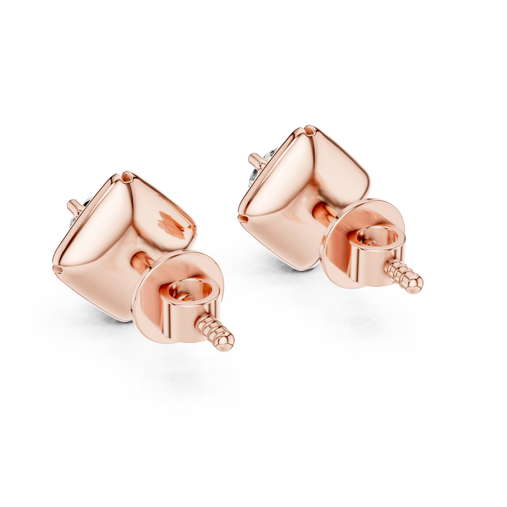 The Prism Bezel Lan Grown Diamond Studs Rose Gold