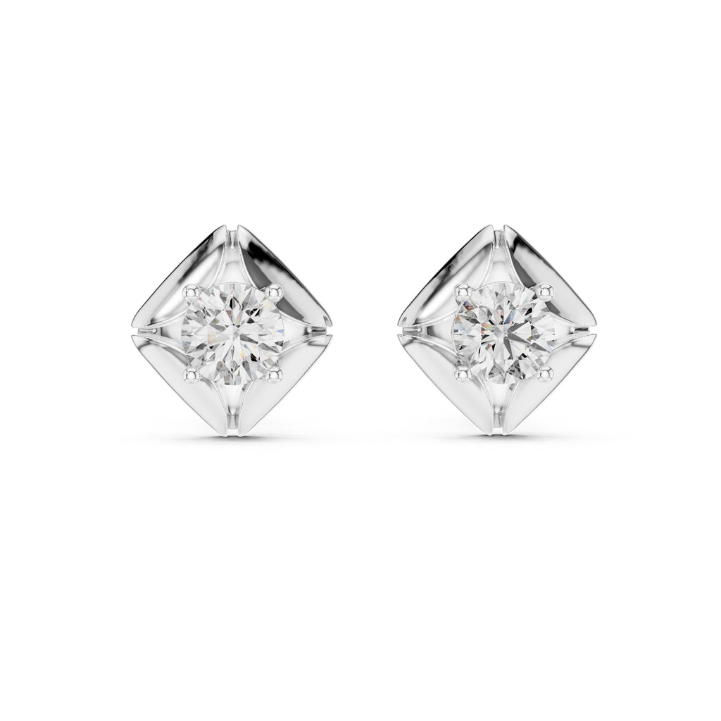 The Prism Bezel Lan Grown Diamond Studs White Gold