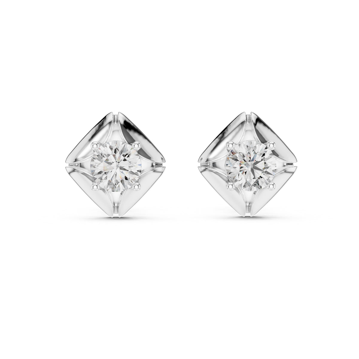 The Prism Bezel Lan Grown Diamond Studs White Gold