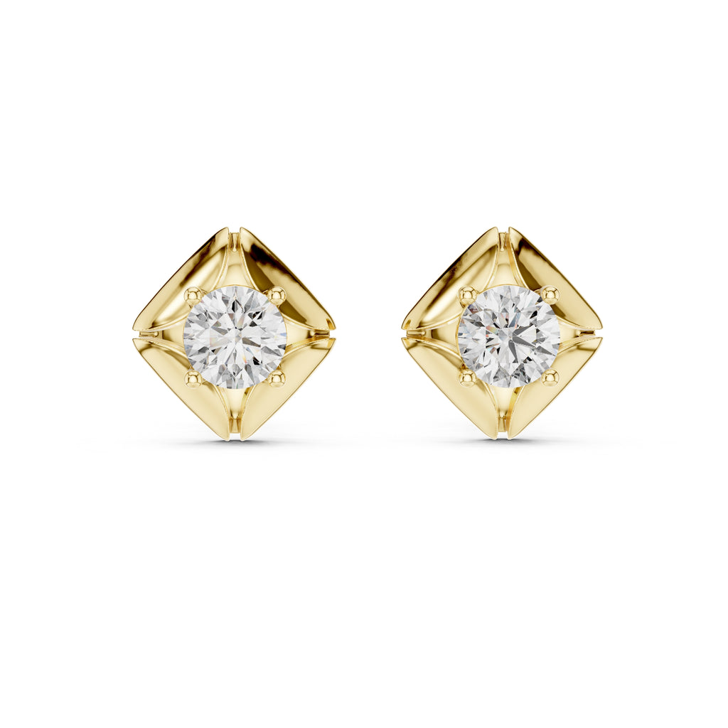 The Prism Bezel Lan Grown Diamond Studs Yellow Gold