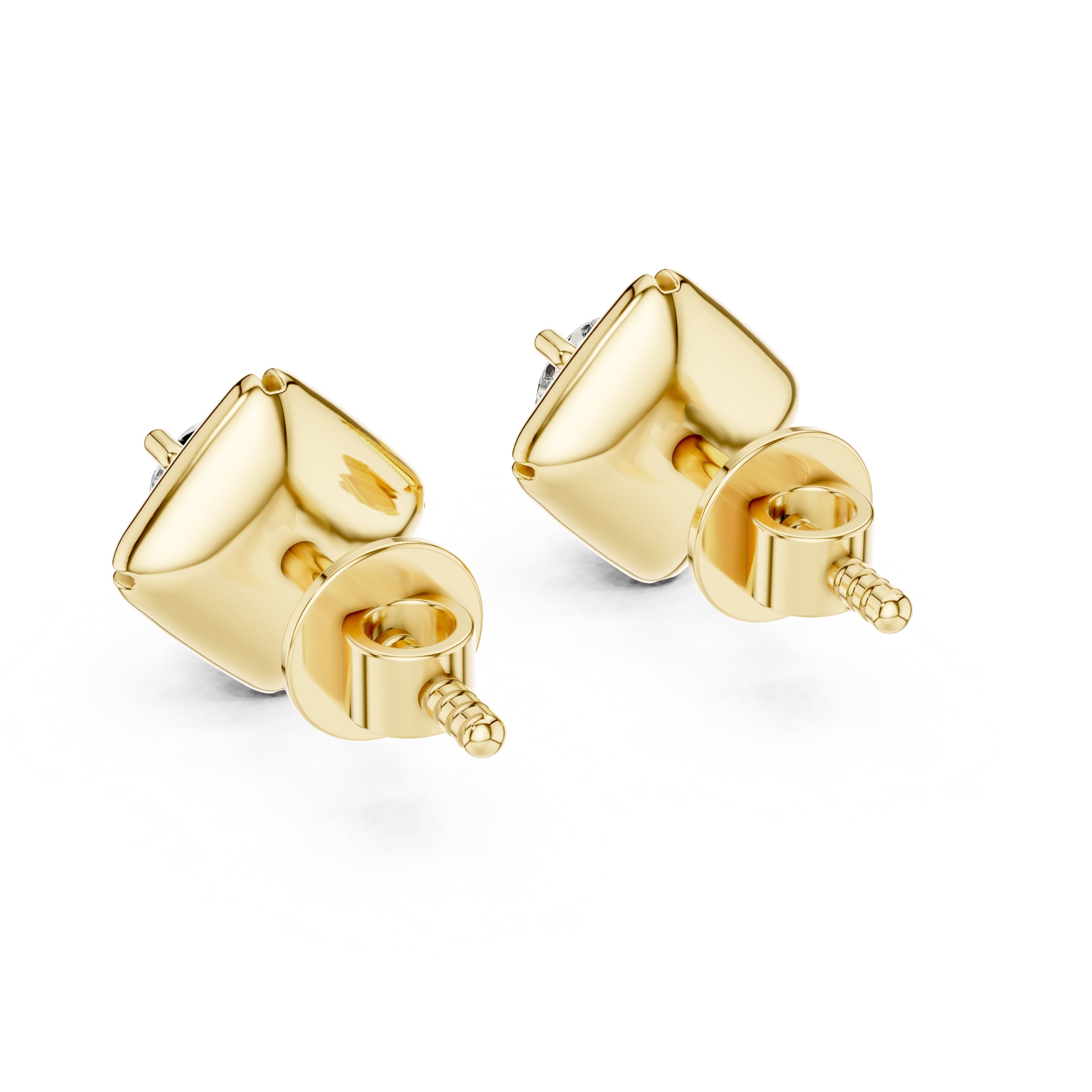 The Prism Bezel Lan Grown Diamond Studs Yellow Gold