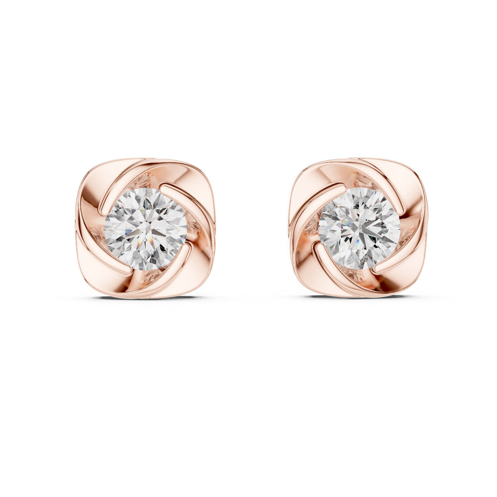 The Cushion Vortex Lan Grown Diamond Studs Rose Gold