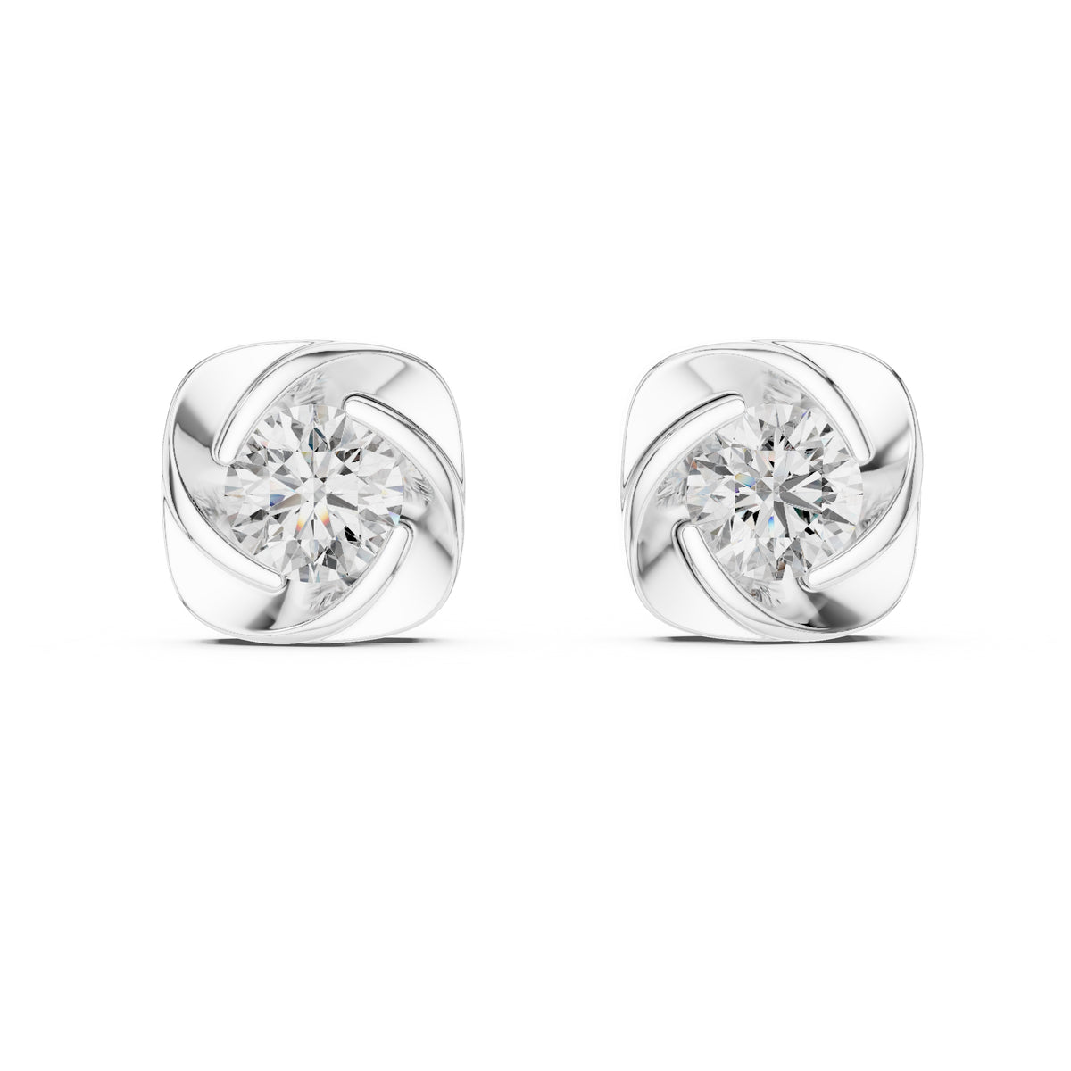 The Cushion Vortex Lan Grown Diamond Studs White Gold