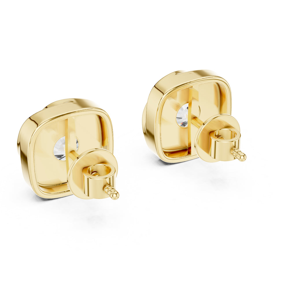 The Cushion Vortex Lan Grown Diamond Studs Yellow Gold