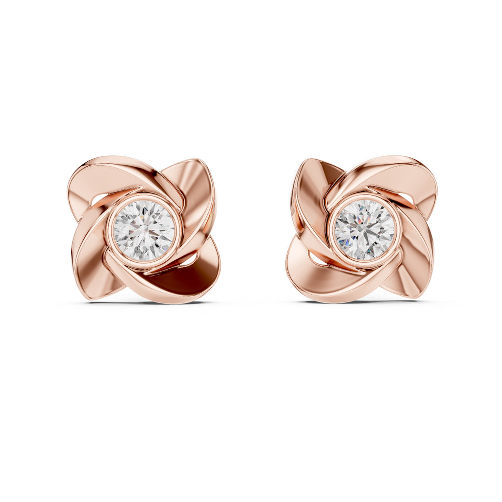 The Blushing Blossom Lan Grown Diamond Studs Rose Gold