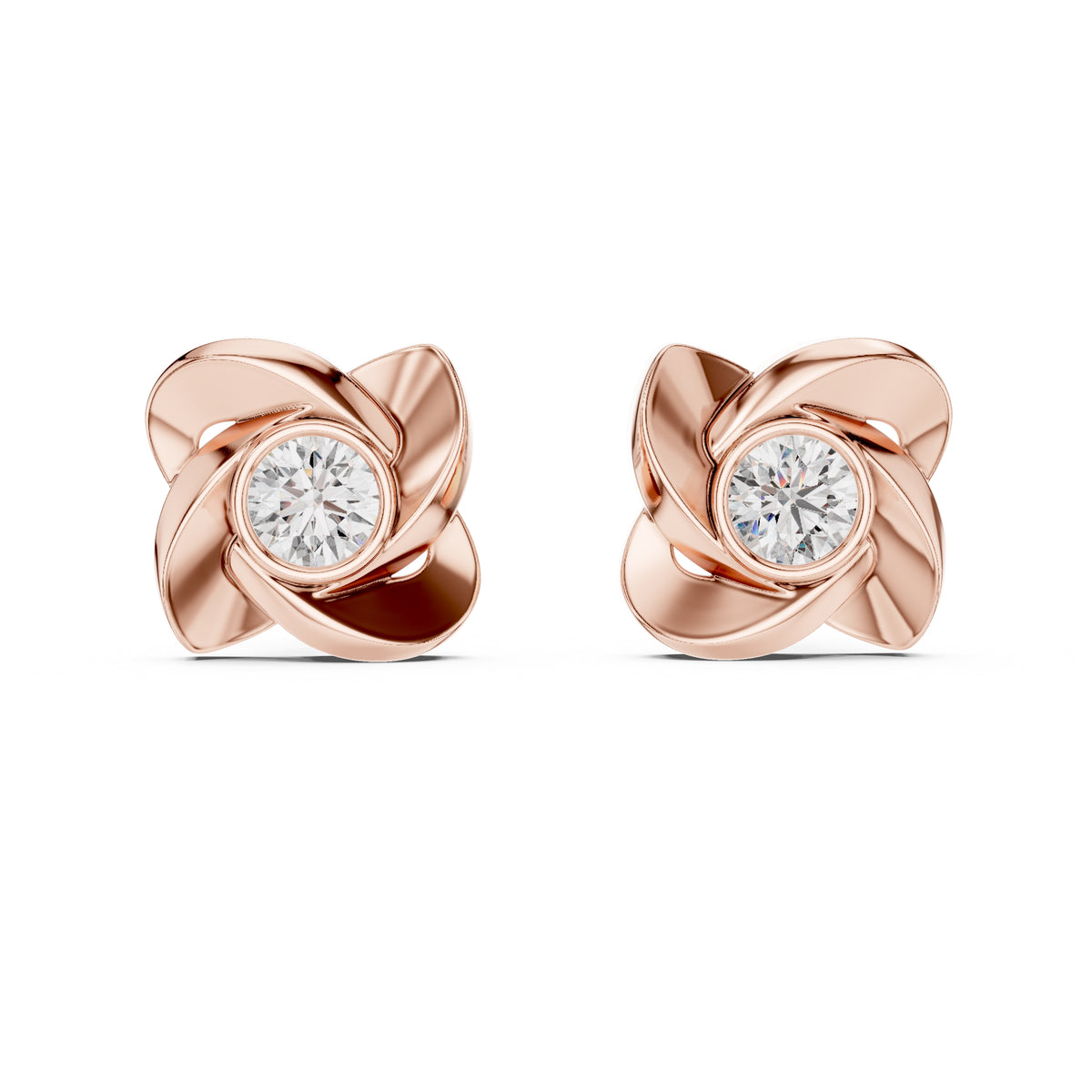 The Blushing Blossom Lan Grown Diamond Studs Rose Gold