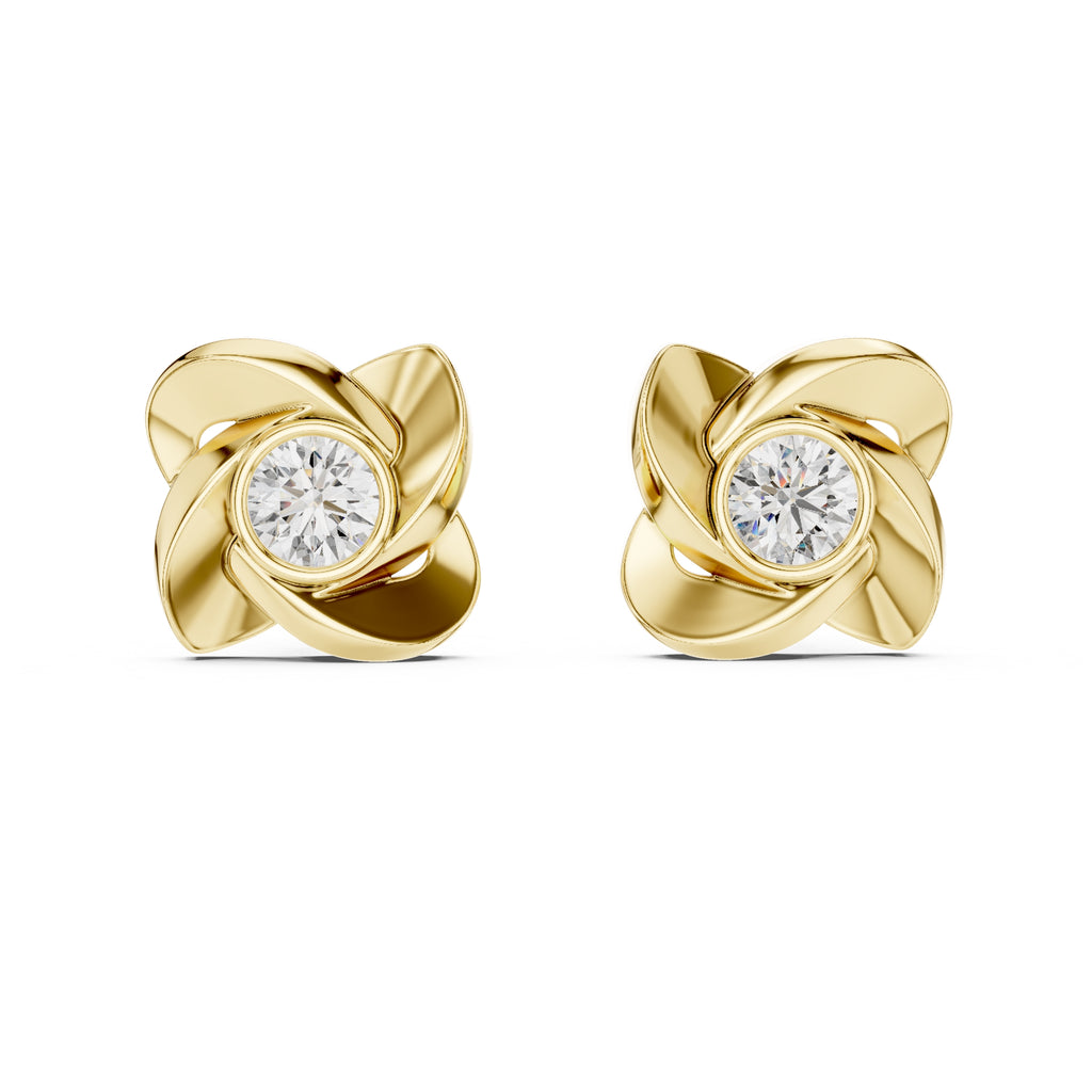 The Blushing Blossom Lan Grown Diamond Studs Yellow Gold