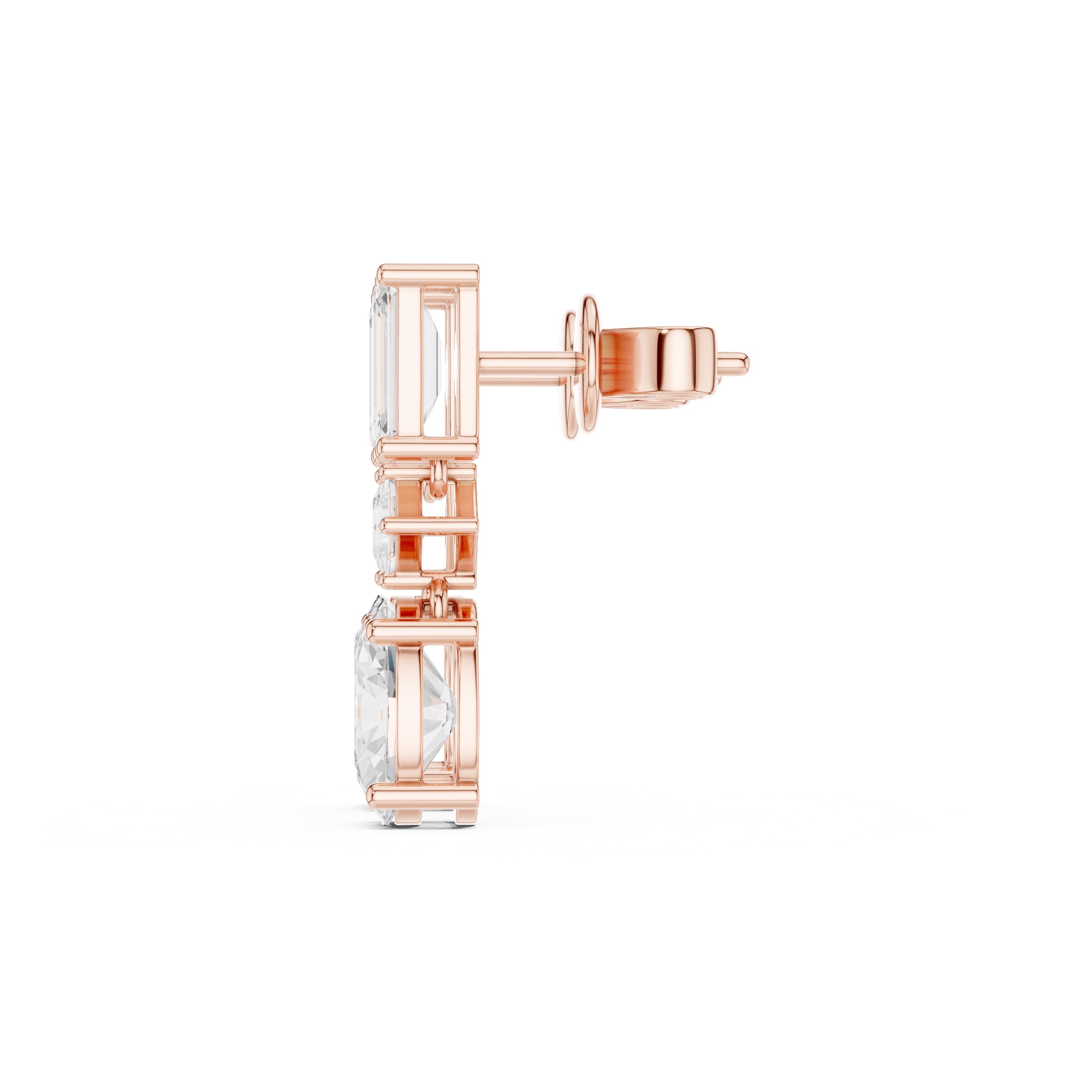The Cascade Mixed-Cut Lan Grown Diamond Drop Earrings Rose Gold