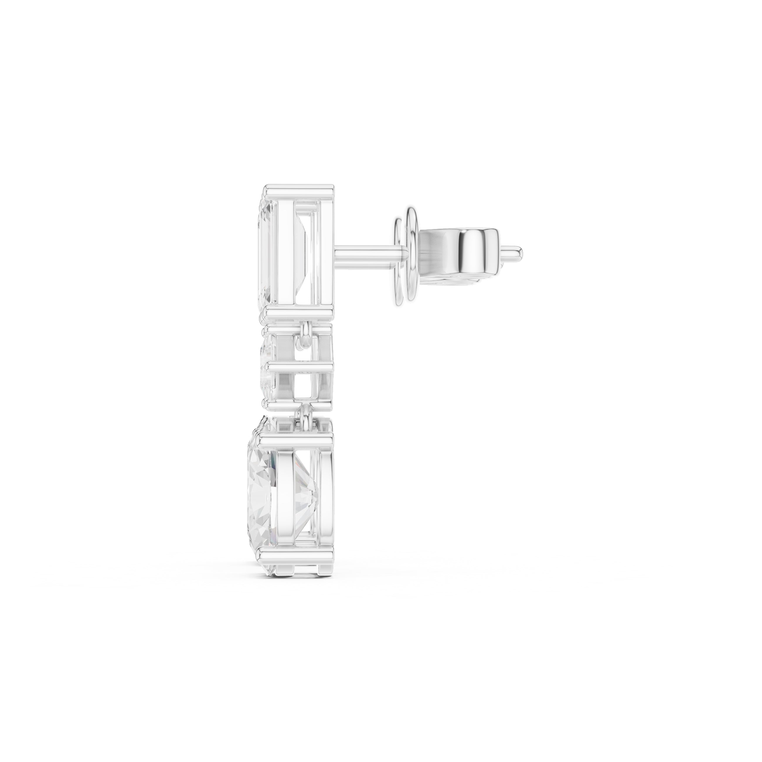 The Cascade Mixed-Cut Lan Grown Diamond Drop Earrings White Gold