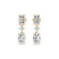 The Cascade Mixed-Cut Lan Grown Diamond Drop Earrings Yellow Gold
