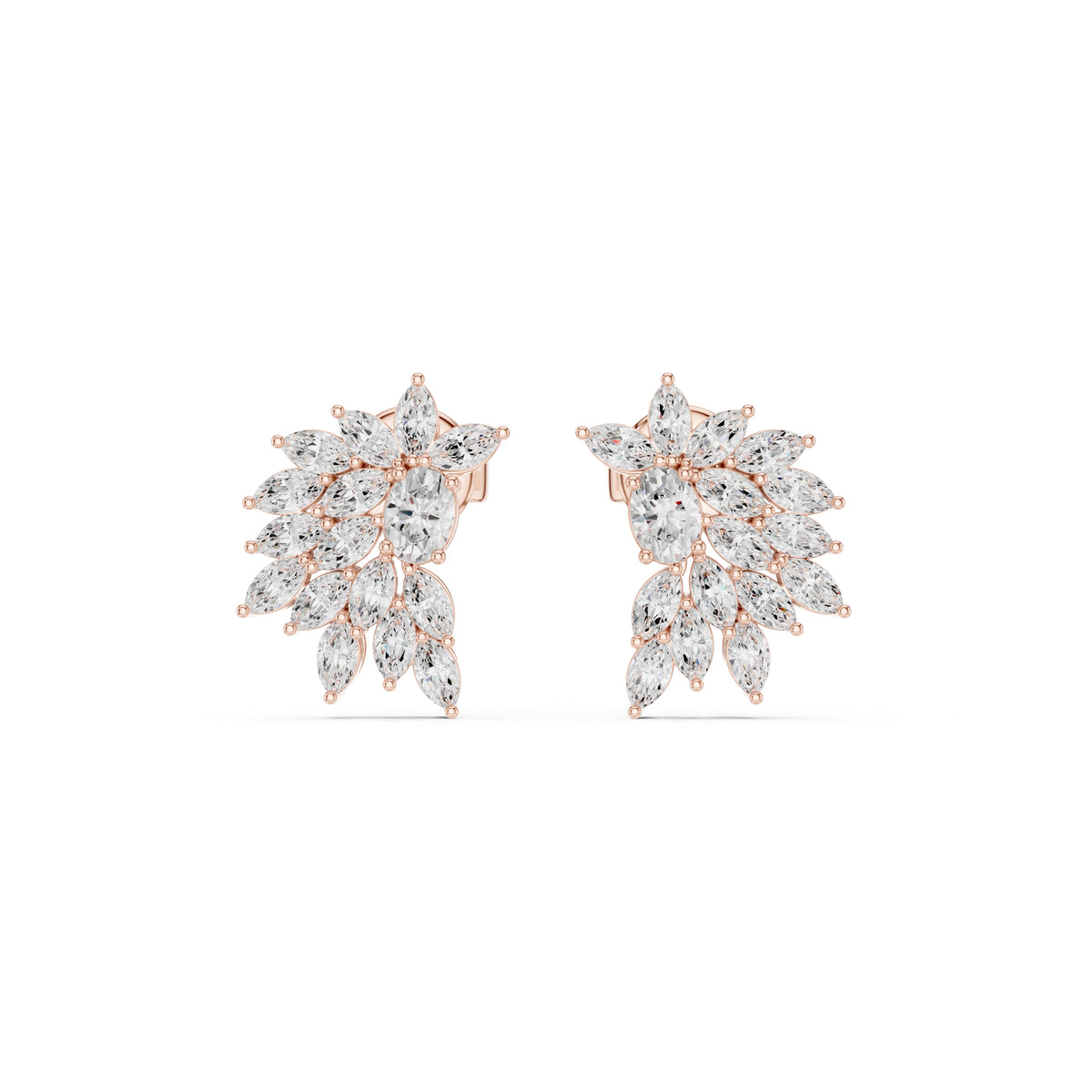 The Flora Cluster Lab Grown Diamond Climber Earrings Rose Gold