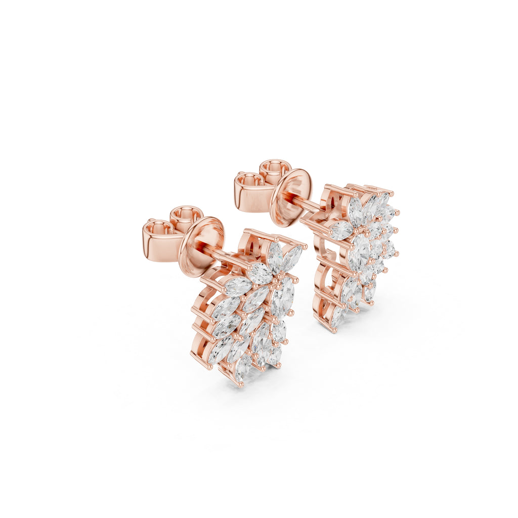 The Flora Cluster Lan Grown Diamond Climber Earrings Rose Gold
