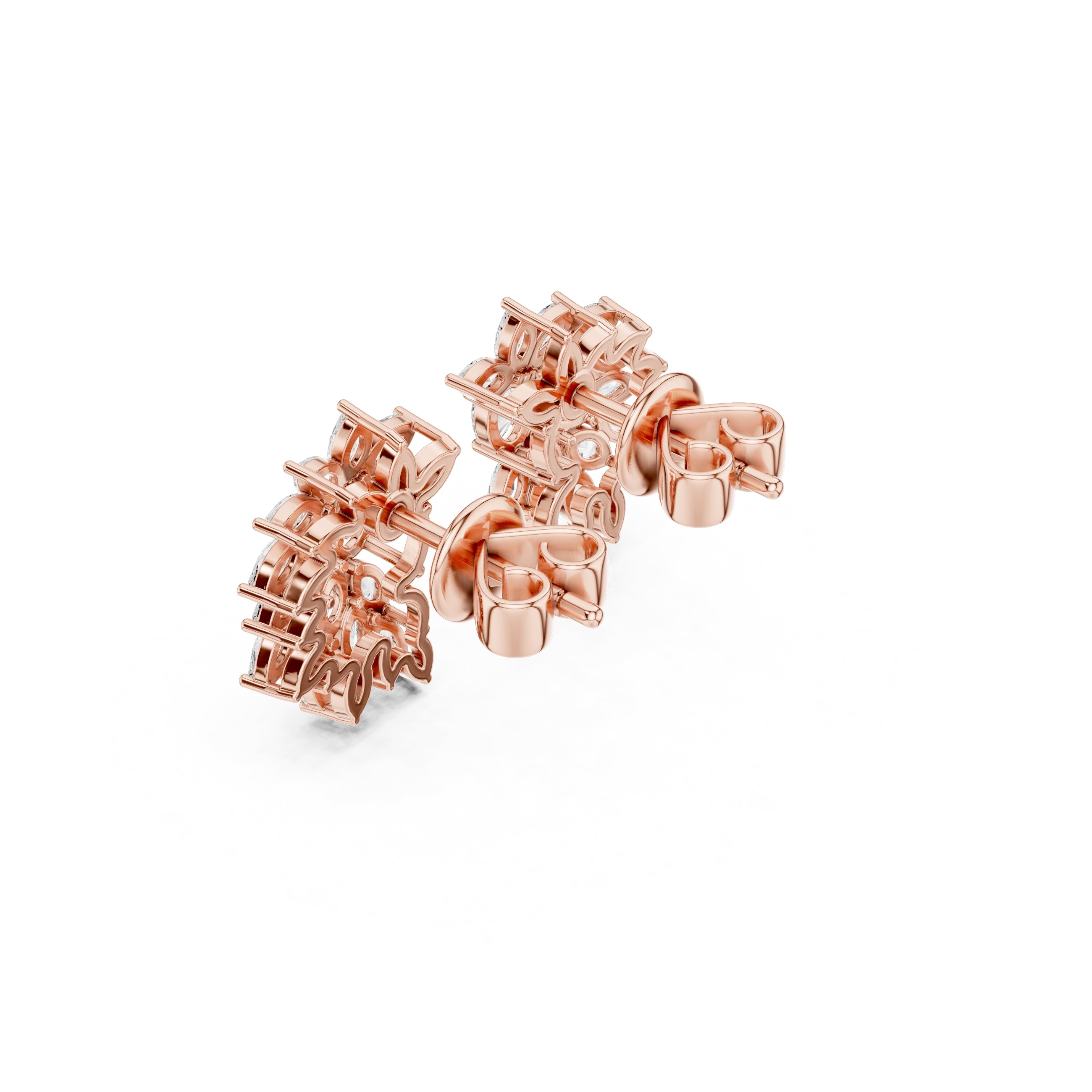 The Flora Cluster Lan Grown Diamond Climber Earrings Rose Gold