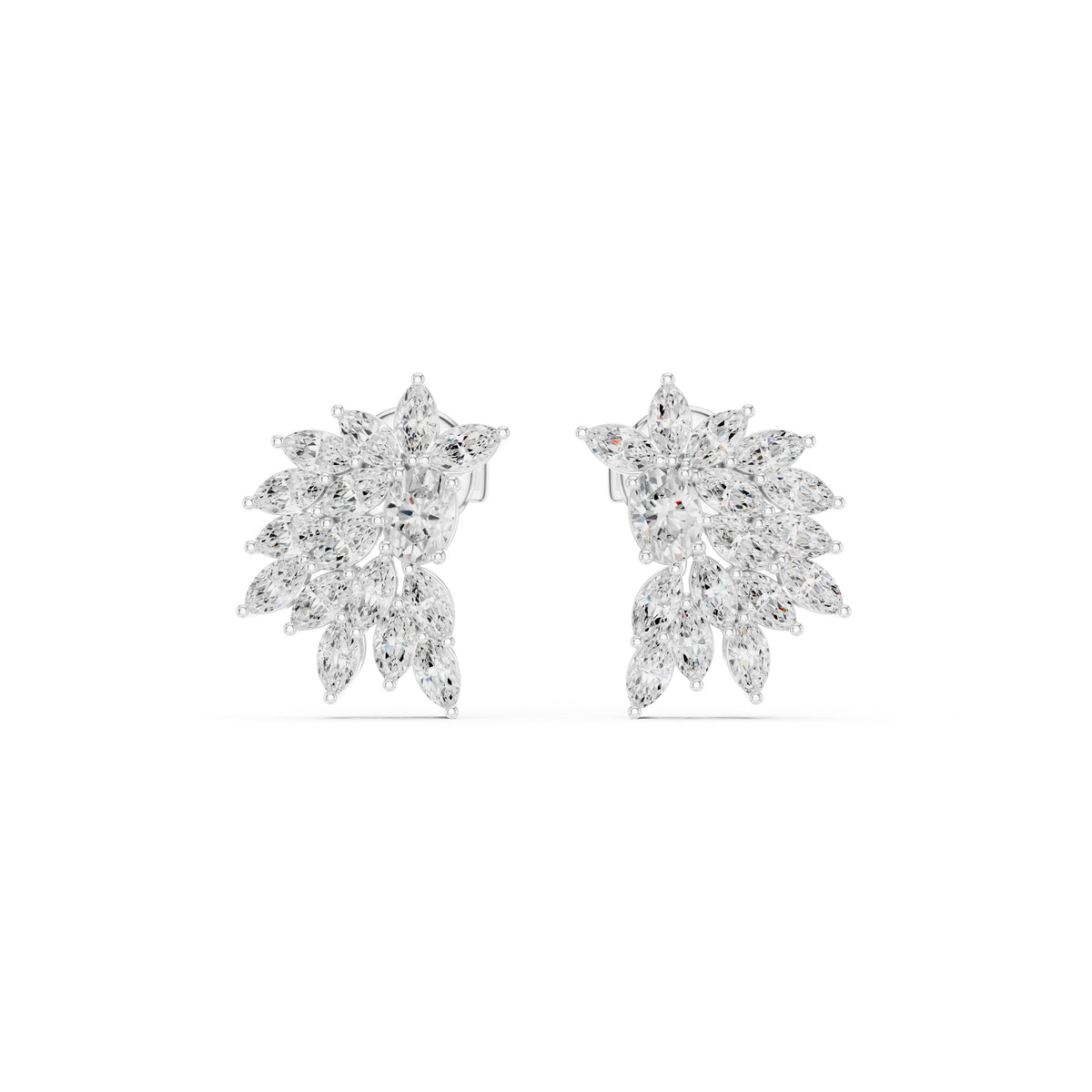 The Flora Cluster Lan Grown Diamond Climber Earrings White Gold