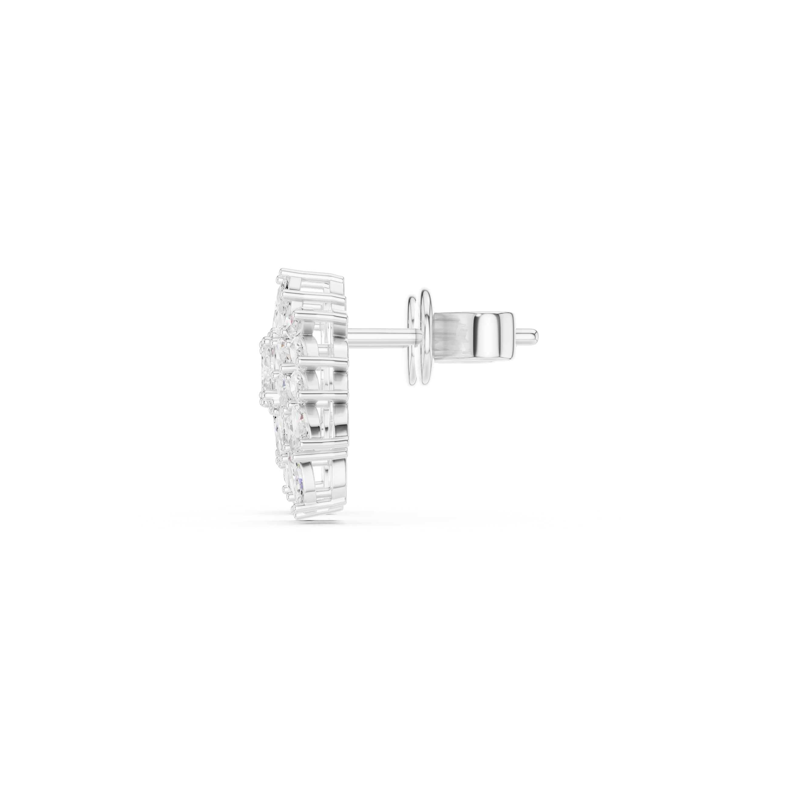 The Flora Cluster Lan Grown Diamond Climber Earrings White Gold