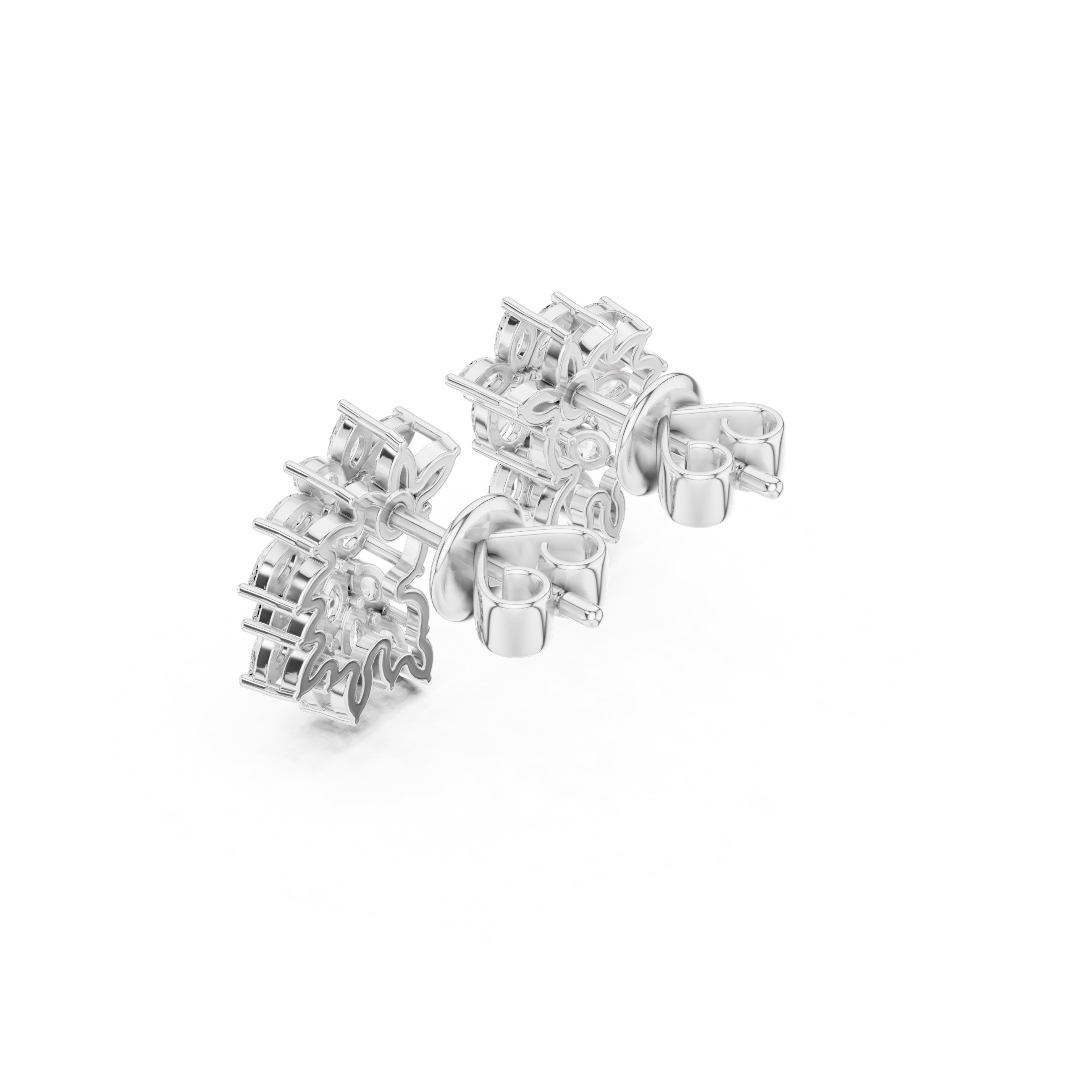 The Flora Cluster Lan Grown Diamond Climber Earrings White Gold