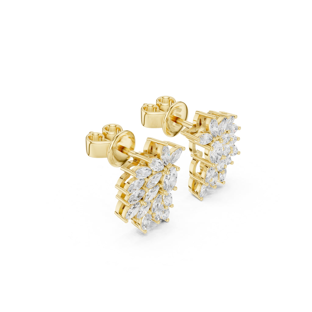 The Flora Cluster Lan Grown Diamond Climber Earrings Yellow Gold