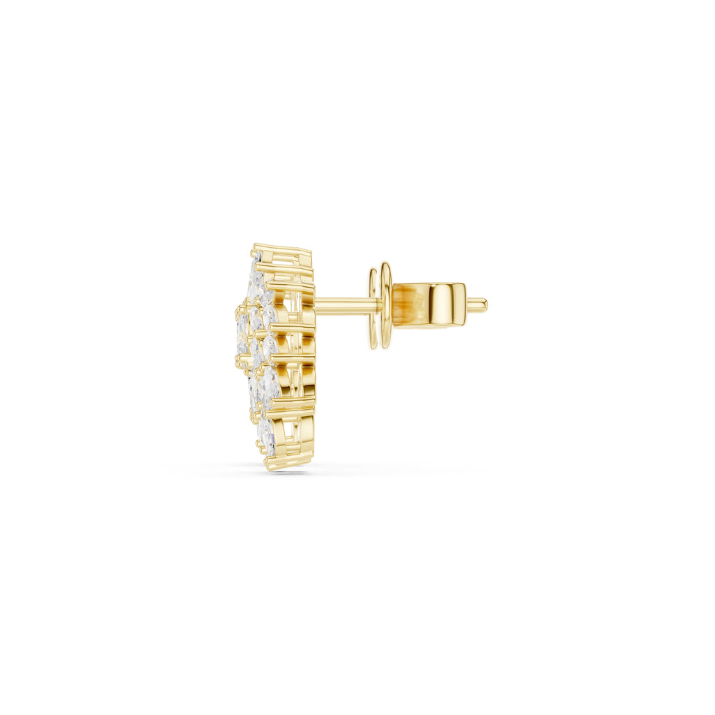 The Flora Cluster Lan Grown Diamond Climber Earrings Yellow Gold