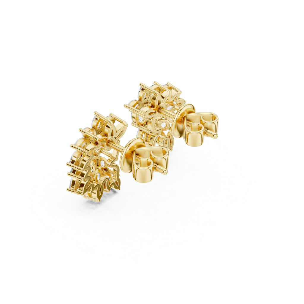 The Flora Cluster Lan Grown Diamond Climber Earrings Yellow Gold