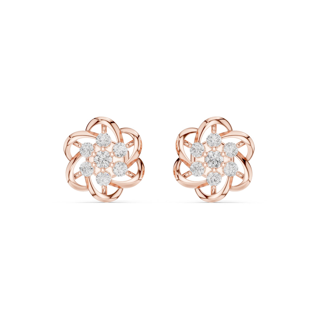 The Petal Cluster Lan Grown Diamond Studs Rose Gold