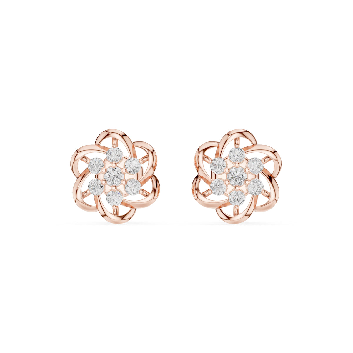 The Petal Cluster Lan Grown Diamond Studs Rose Gold