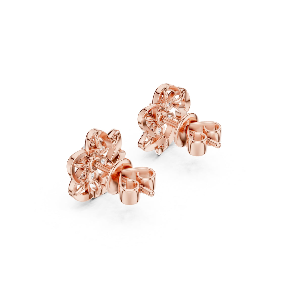The Petal Cluster Lan Grown Diamond Studs Rose Gold