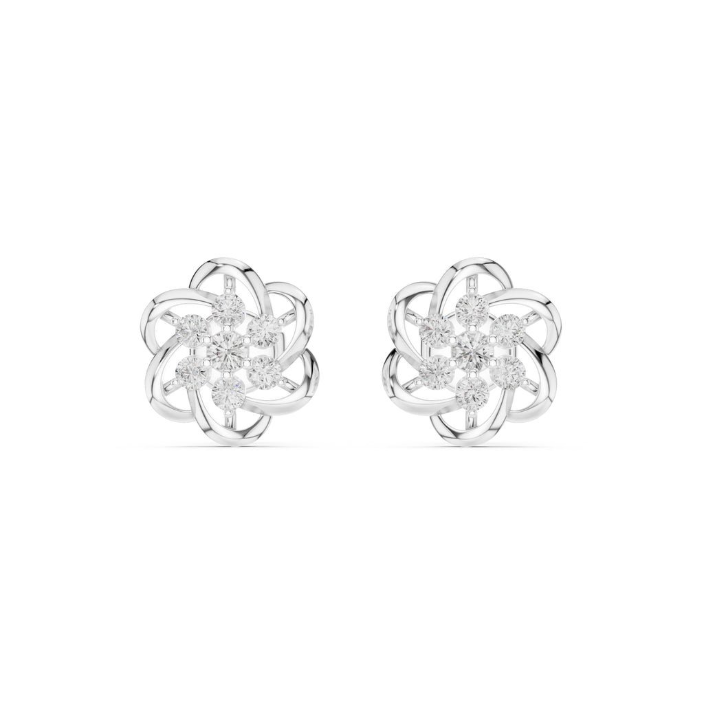 The Petal Cluster Lan Grown Diamond Studs White Gold
