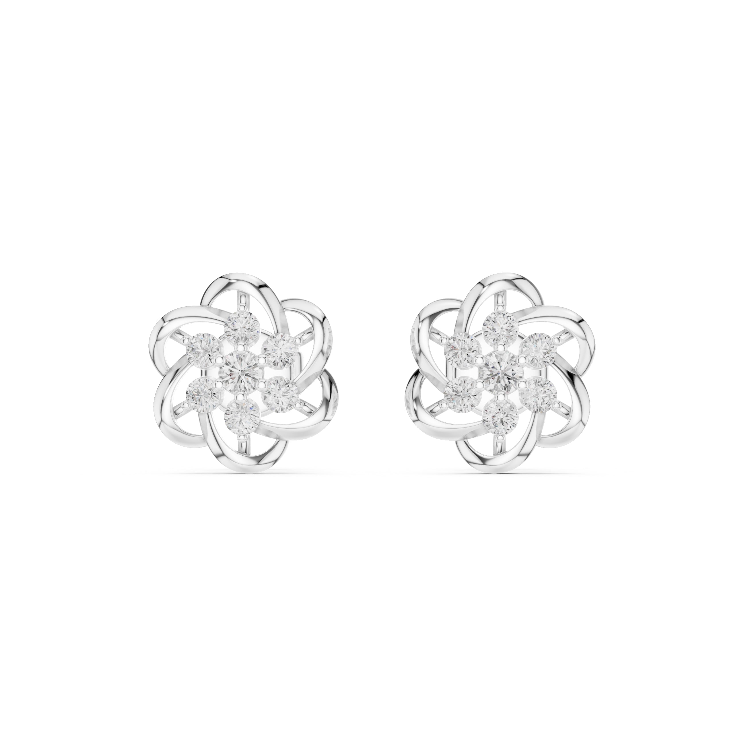 The Petal Cluster Lan Grown Diamond Studs White Gold