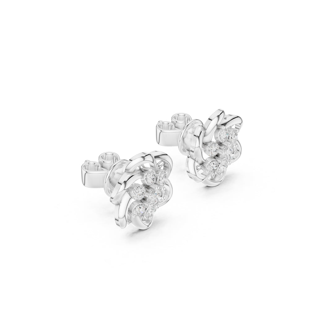 The Petal Cluster Lan Grown Diamond Studs White Gold