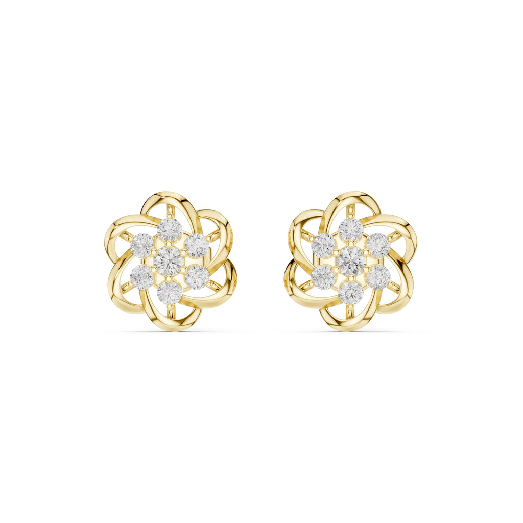 The Petal Cluster Lan Grown Diamond Studs Yellow Gold