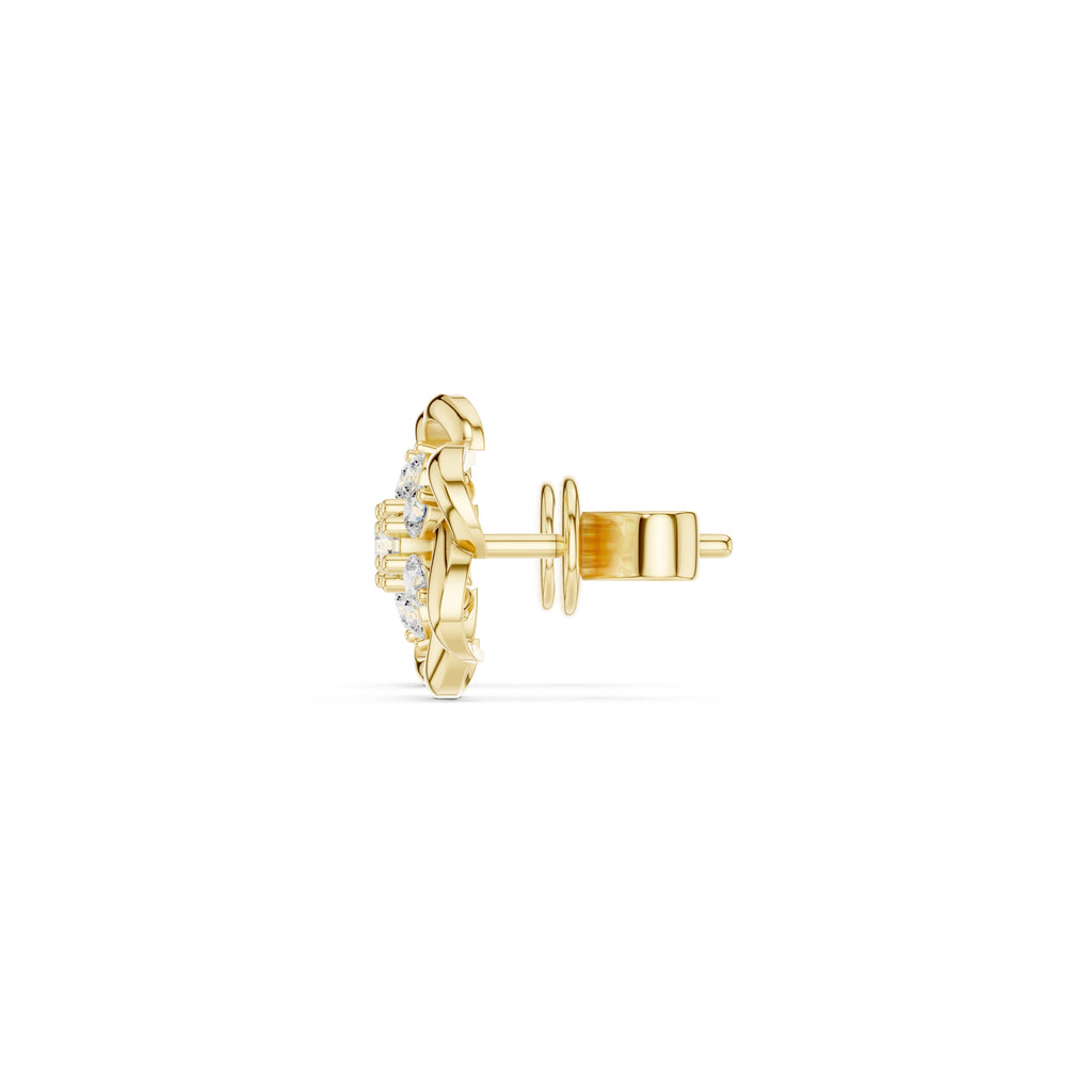 The Petal Cluster Lan Grown Diamond Studs Yellow Gold